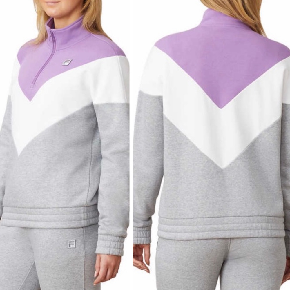 FILA Size L Women Quarter Zip Pullover Sweatshirt